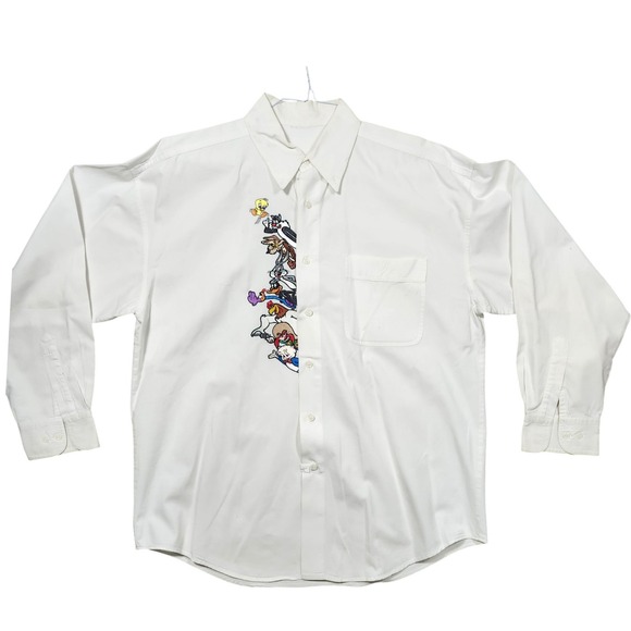 Other - Vintage 90s Looney Tunes Embroidered Button Down Shirt Mens L Bugs Bunny READ